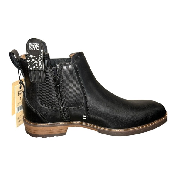 Madden NYC NWOB Vegan Leather Black Chukka Side Zip Ankle Boots Men’s 7 - Picture 1 of 12
